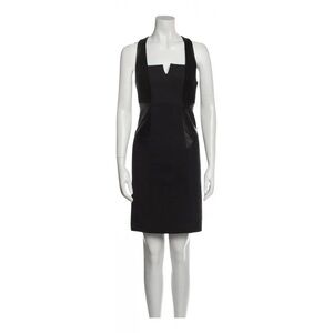 Cut25 Black ponte evening dress with leather trim Yigal Azrouel